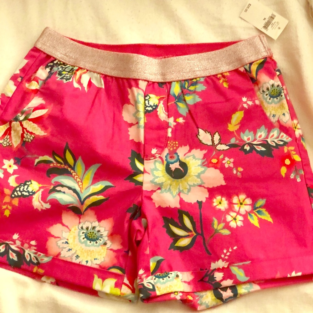 Bright pink floral design gap kids shorts